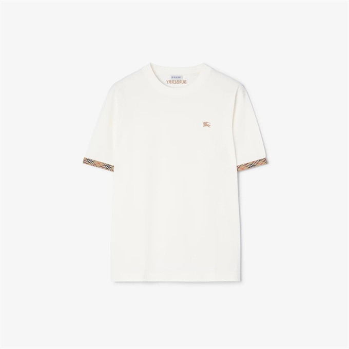 burberry check cuff ekd embroidery cotton t-shirt